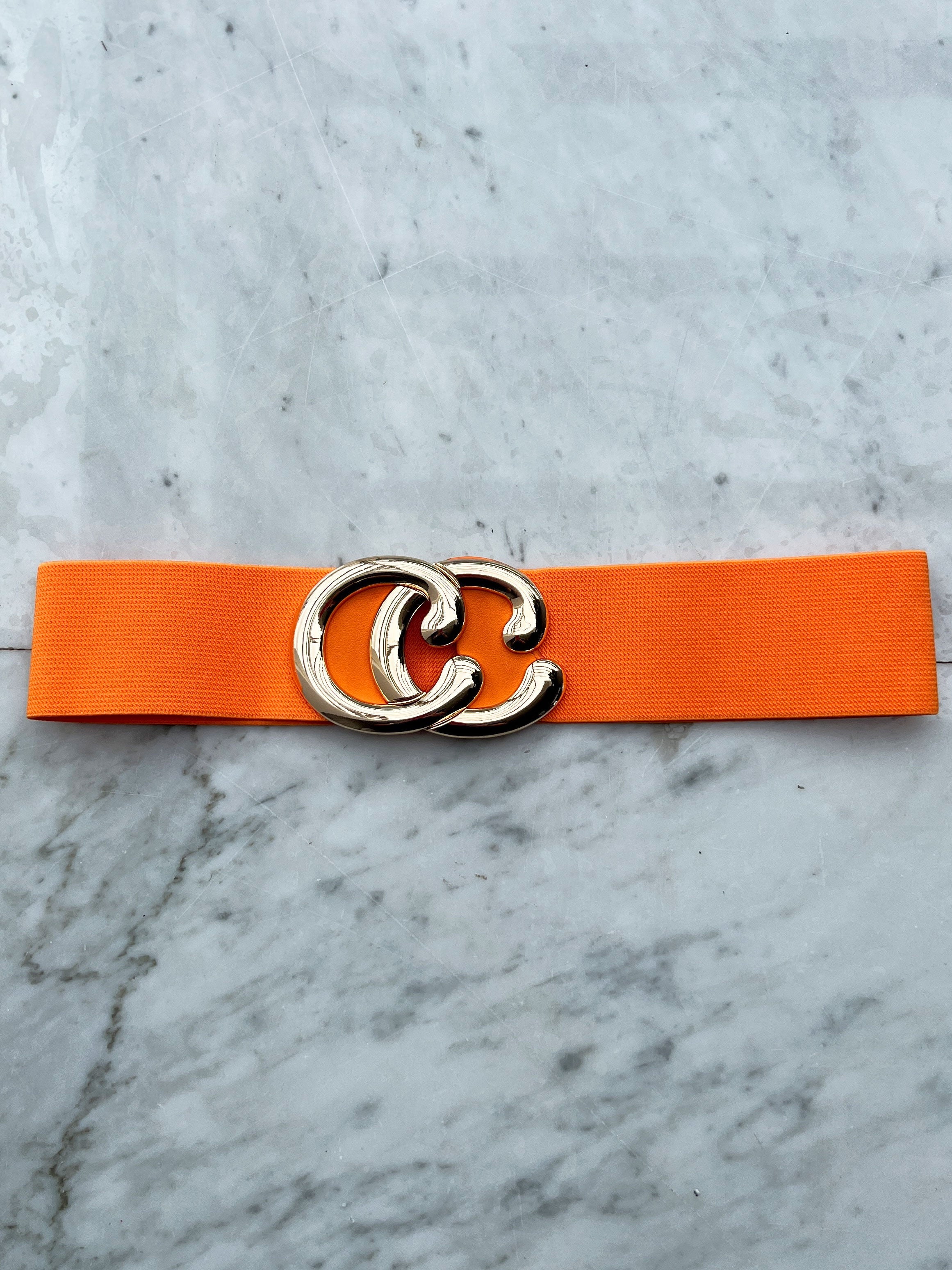 Nanna - Brett midjebälte med resår och guldspänne